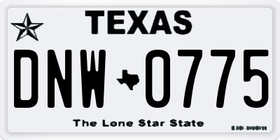 TX license plate DNW0775