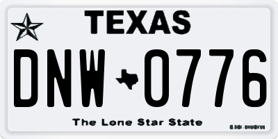 TX license plate DNW0776