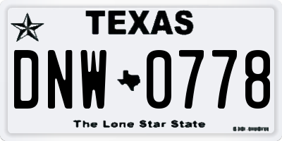 TX license plate DNW0778