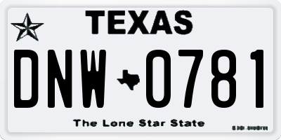 TX license plate DNW0781