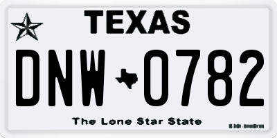 TX license plate DNW0782