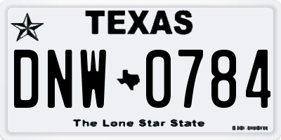 TX license plate DNW0784