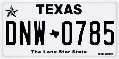 TX license plate DNW0785