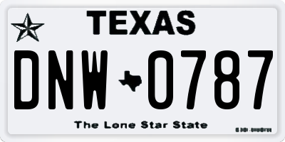 TX license plate DNW0787