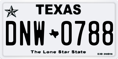 TX license plate DNW0788
