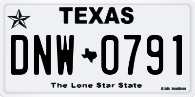 TX license plate DNW0791