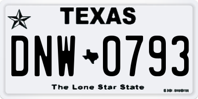 TX license plate DNW0793