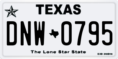 TX license plate DNW0795