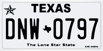 TX license plate DNW0797