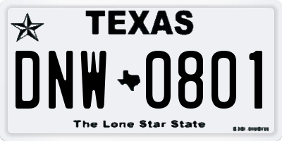 TX license plate DNW0801