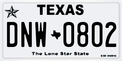 TX license plate DNW0802