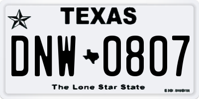 TX license plate DNW0807