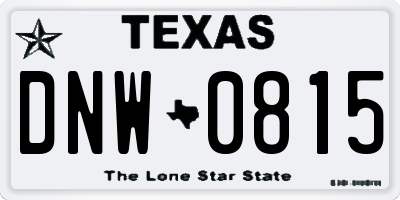 TX license plate DNW0815