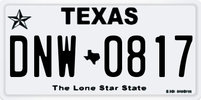 TX license plate DNW0817