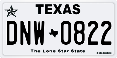 TX license plate DNW0822