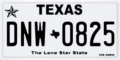 TX license plate DNW0825