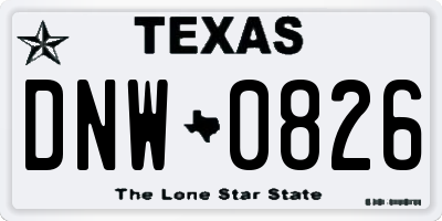 TX license plate DNW0826