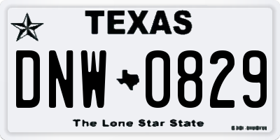 TX license plate DNW0829