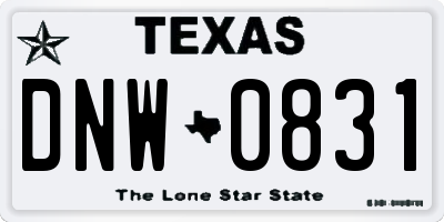 TX license plate DNW0831