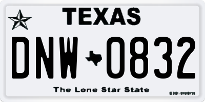 TX license plate DNW0832