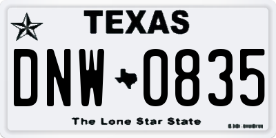 TX license plate DNW0835