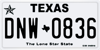 TX license plate DNW0836