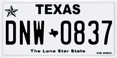 TX license plate DNW0837