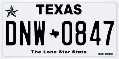 TX license plate DNW0847