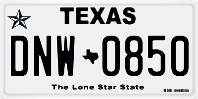 TX license plate DNW0850