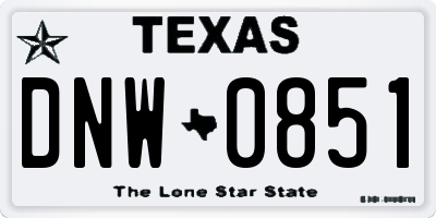 TX license plate DNW0851