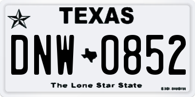 TX license plate DNW0852