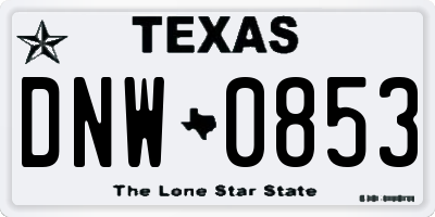 TX license plate DNW0853
