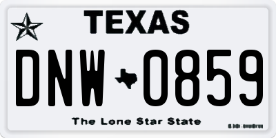 TX license plate DNW0859