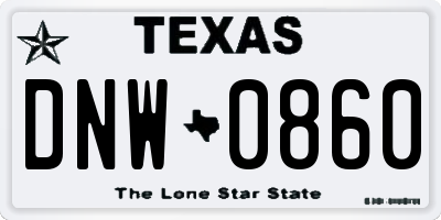 TX license plate DNW0860