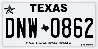 TX license plate DNW0862