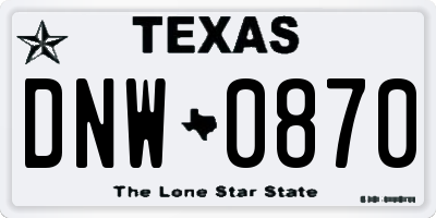 TX license plate DNW0870