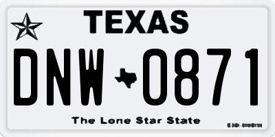 TX license plate DNW0871