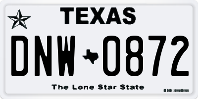TX license plate DNW0872