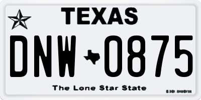 TX license plate DNW0875