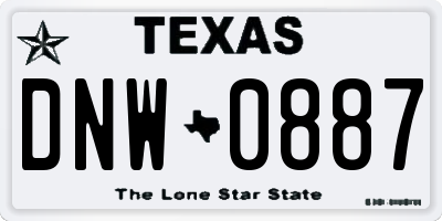 TX license plate DNW0887