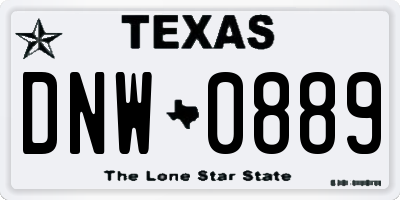 TX license plate DNW0889