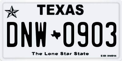 TX license plate DNW0903