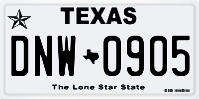 TX license plate DNW0905