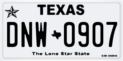 TX license plate DNW0907