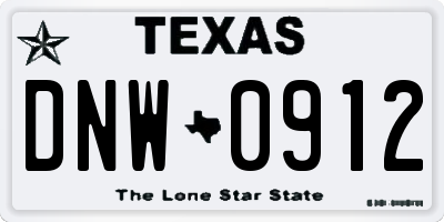 TX license plate DNW0912
