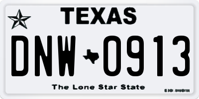 TX license plate DNW0913