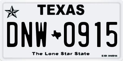TX license plate DNW0915