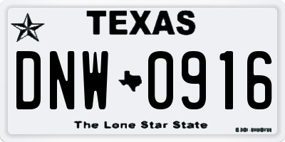 TX license plate DNW0916