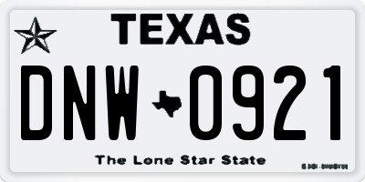 TX license plate DNW0921