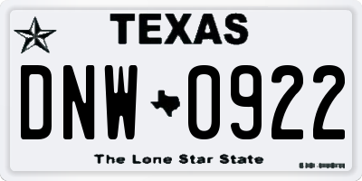 TX license plate DNW0922